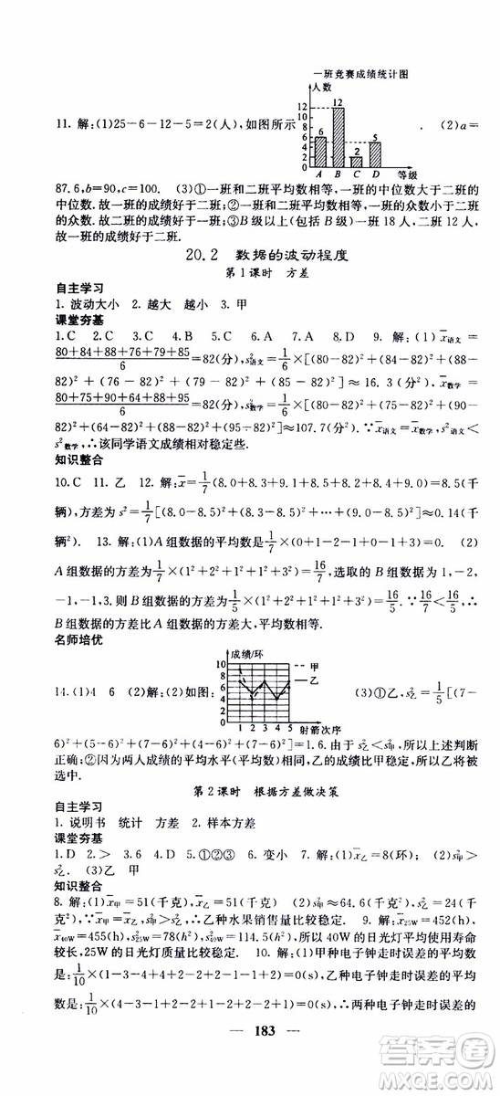 2019年版名校課堂內(nèi)外八年級下冊數(shù)學(xué)人教版參考答案