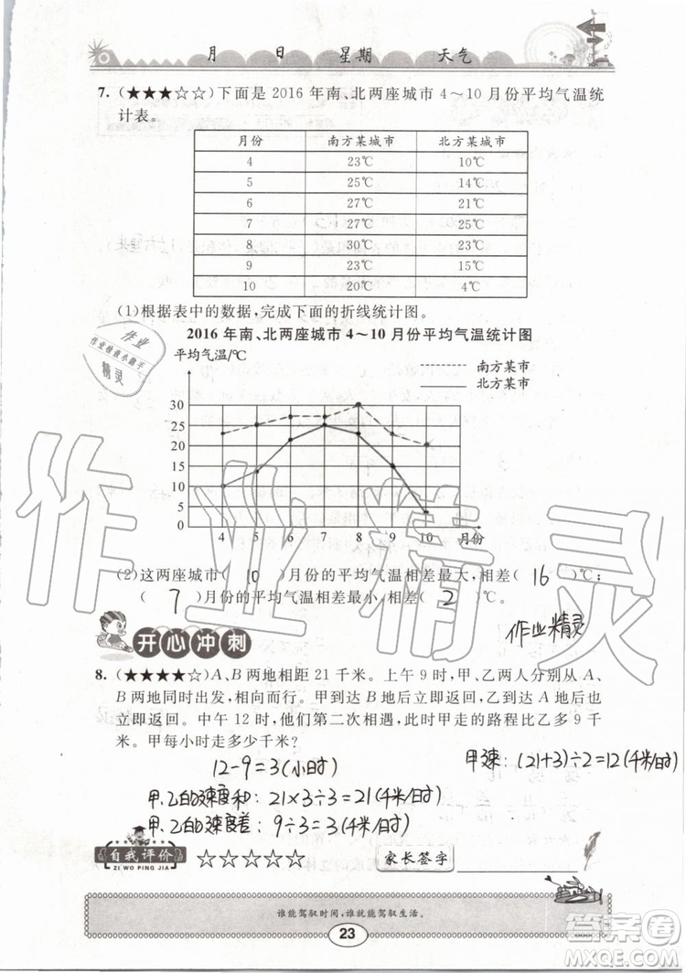 崇文書局2019年長江暑假作業(yè)小學五年級數學人教版參考答案