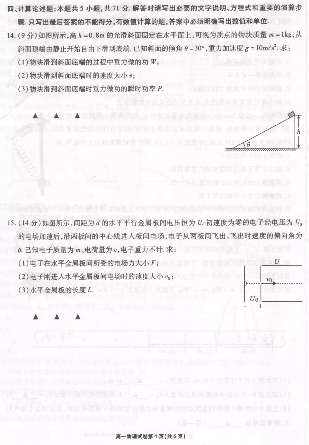 2019年6月無(wú)錫市期末統(tǒng)考試題高一物理化學(xué)試題及答案