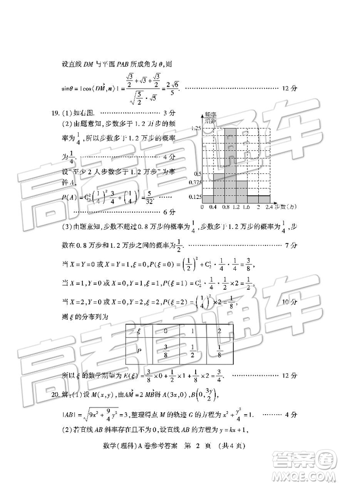 2019年高考模擬豫科名校大聯(lián)考A卷文理數(shù)試題及答案