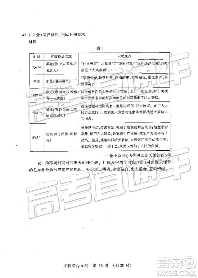 2019年高考模擬豫科名校大聯(lián)考A卷文理綜試題及答案