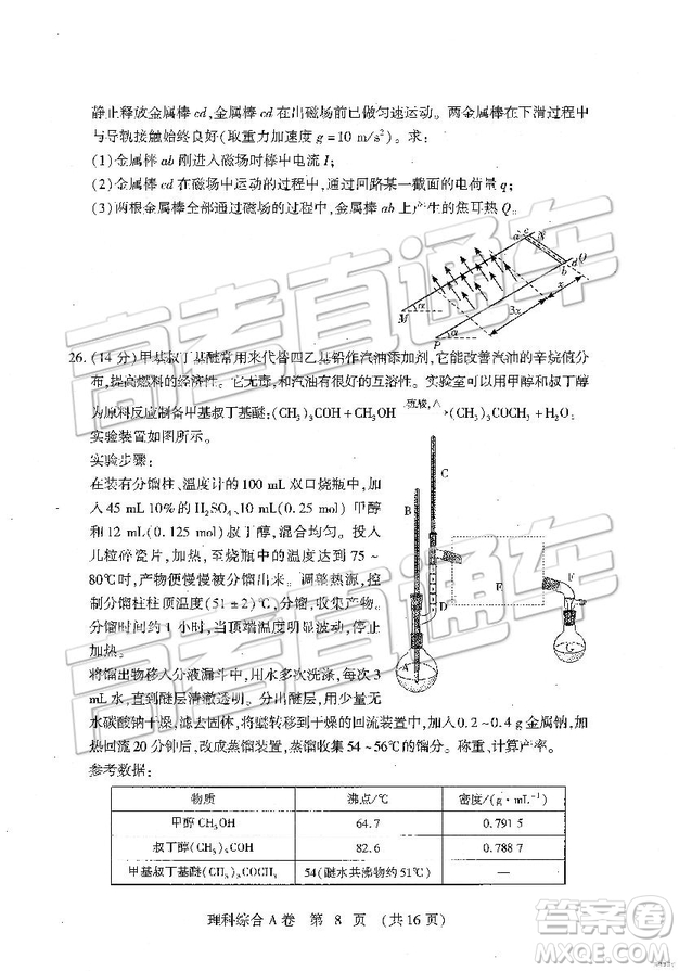 2019年高考模擬豫科名校大聯(lián)考A卷文理綜試題及答案