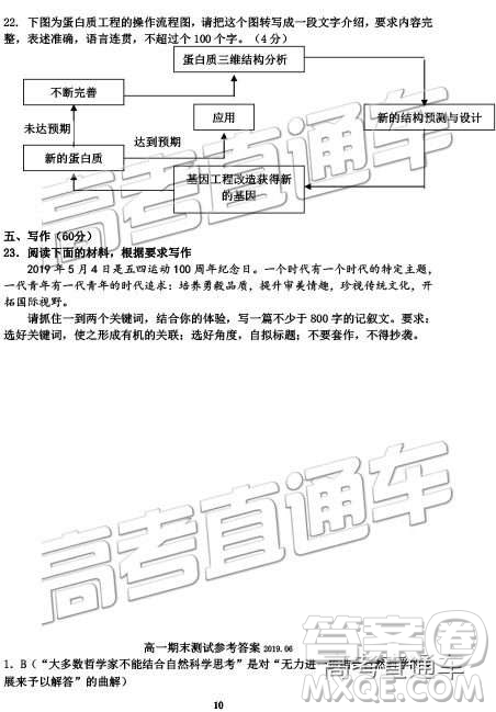 2019年江蘇揚(yáng)州高一期末檢測(cè)語(yǔ)文試題及參考答案