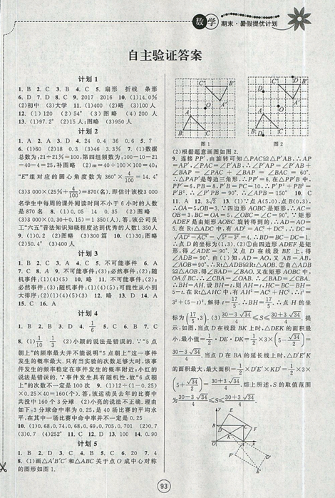 2019新版期末暑假提優(yōu)計(jì)劃八年級(jí)數(shù)學(xué)國(guó)標(biāo)蘇科版參考答案