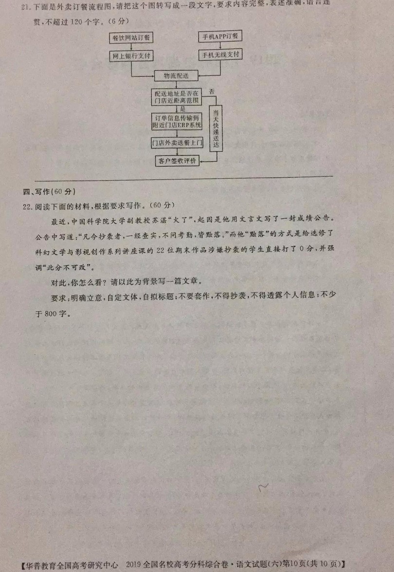 2019全國名校高考分科綜合卷六語文試題及答案