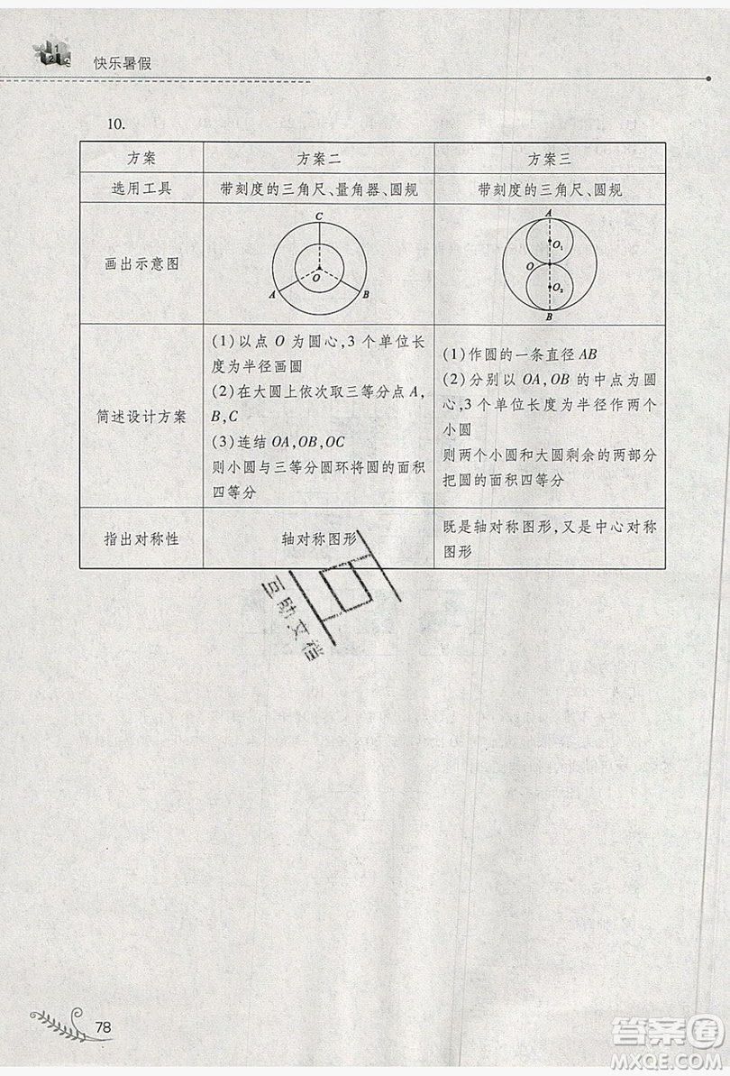 山西教育出版社2019快樂暑假七年級數(shù)學(xué)華師大版答案