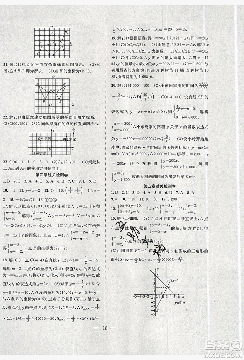 希望出版社2019暑假訓(xùn)練營學(xué)年總復(fù)習(xí)8年級數(shù)學(xué)北師大版答案