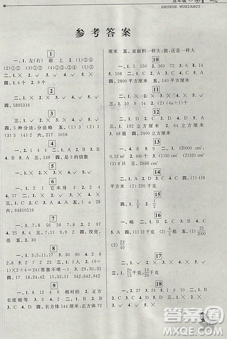 藍(lán)天教育2019年暑假優(yōu)化學(xué)習(xí)五年級數(shù)學(xué)人教版答案