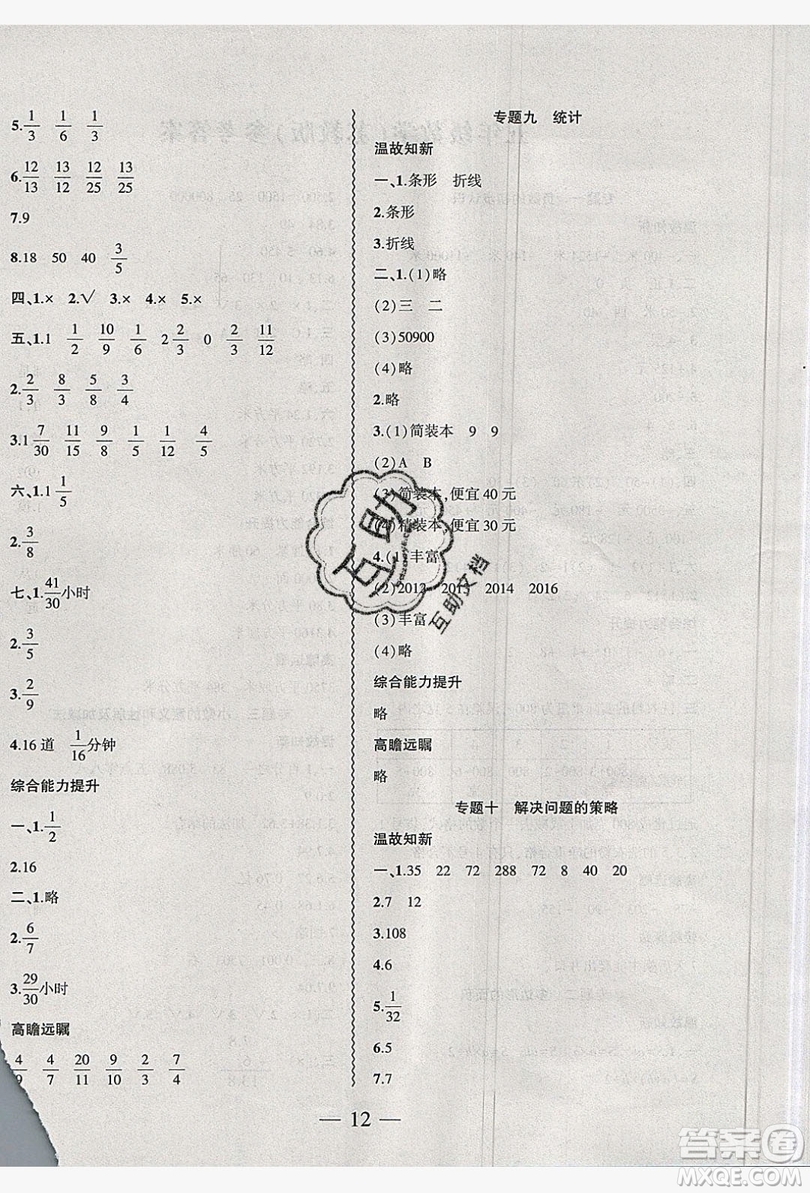 2019假期總動員暑假必刷題五年級數(shù)學蘇教版答案