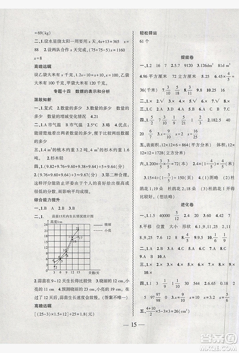 2019假期總動(dòng)員暑假必刷題五年級(jí)數(shù)學(xué)北師大版答案