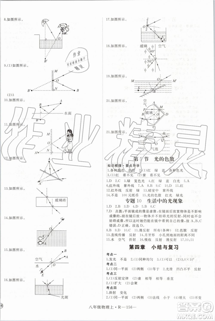 湖北專用2019年優(yōu)翼學(xué)練優(yōu)八年級物理上冊人教版參考答案