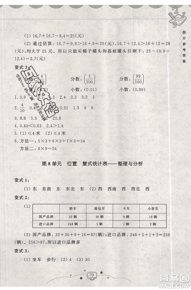 暑假銜接2019年暑假提高班3升4年級數(shù)學參考答案