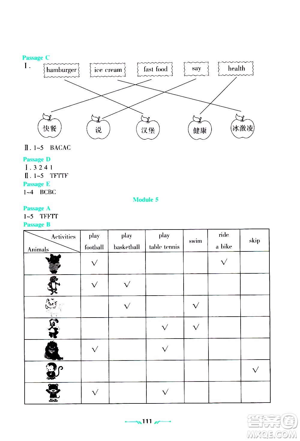 遼寧師范大學(xué)出版社2019年暑假樂園三年級(jí)英語參考答案