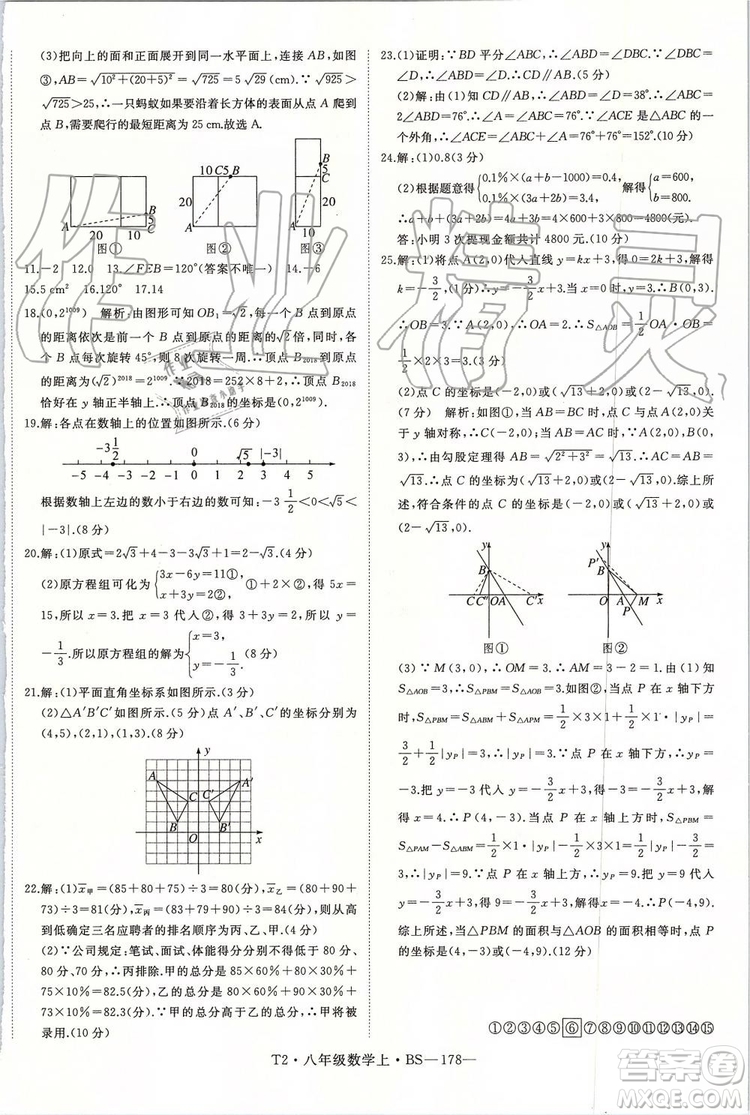 北師大版2019年優(yōu)翼學練優(yōu)八年級數(shù)學上冊參考答案