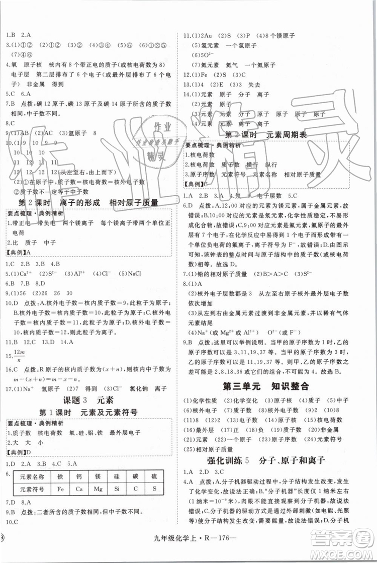 2019秋優(yōu)翼叢書(shū)學(xué)練優(yōu)化學(xué)九年級(jí)上冊(cè)初三上RJ人教版參考答案