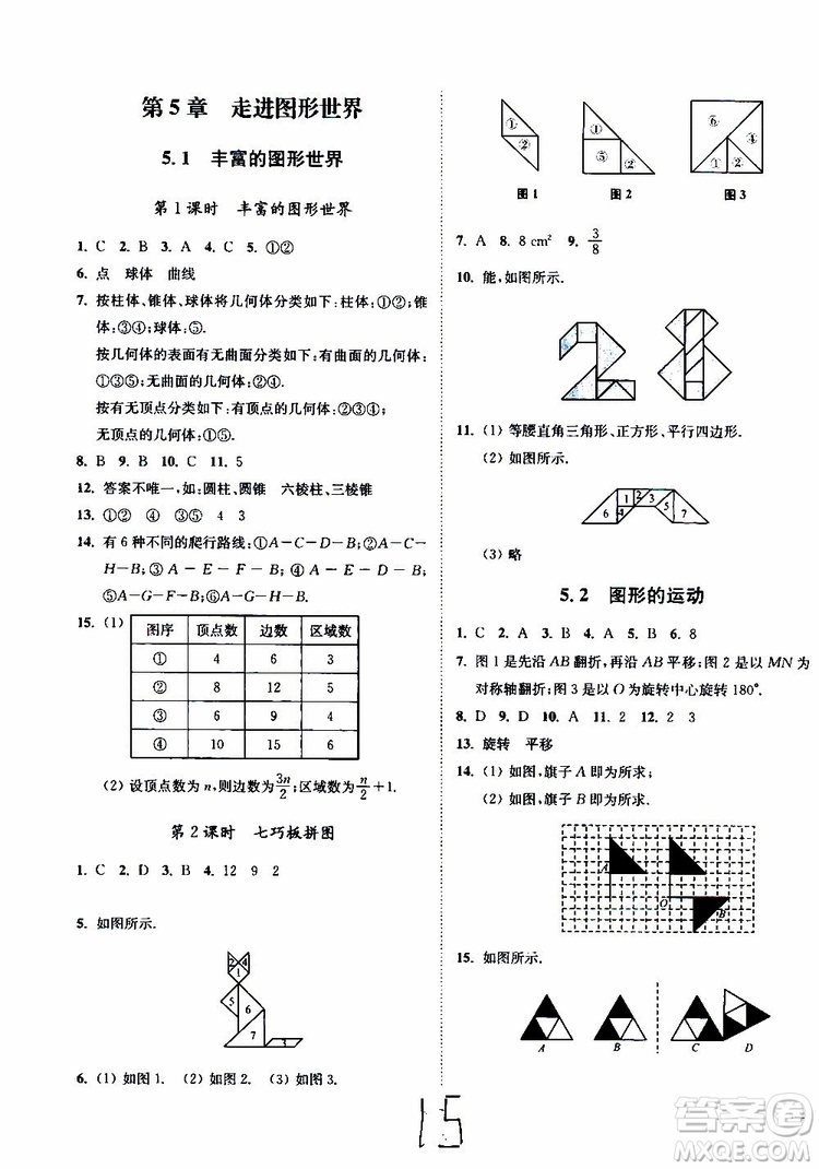 2019秋南通小題課時作業(yè)本數(shù)學(xué)七年級上冊蘇教版參考答案