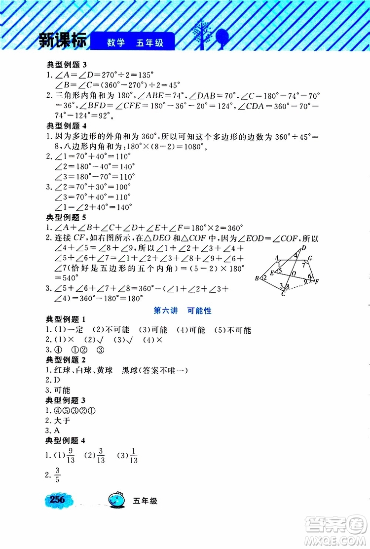 鐘書金牌2019年小學(xué)奧數(shù)舉一反三五年級A版參考答案