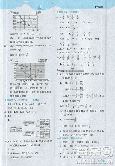 江西教育出版社2019陽光同學暑假銜接5升6五年級數(shù)學人教版答案