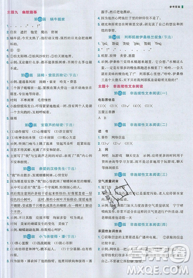 宇軒圖書2019陽光同學百校名師推薦閱讀真題80篇彩虹版五年級語文答案