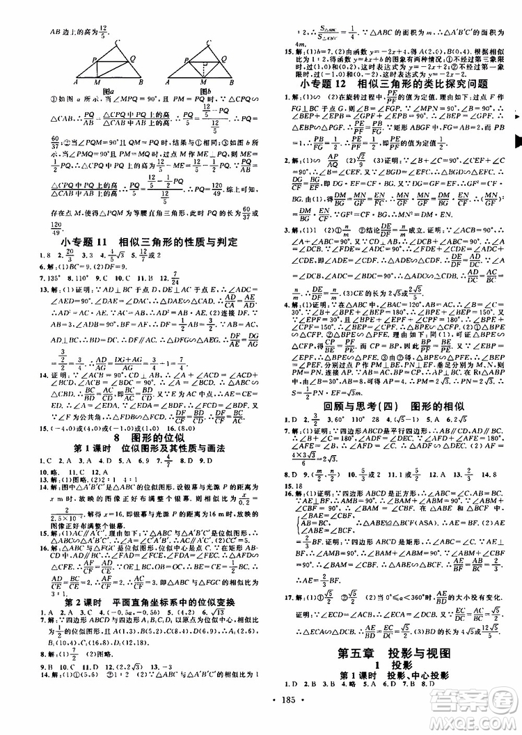 2019年名校課堂九年級上冊化學BS北師版河南專版參考答案