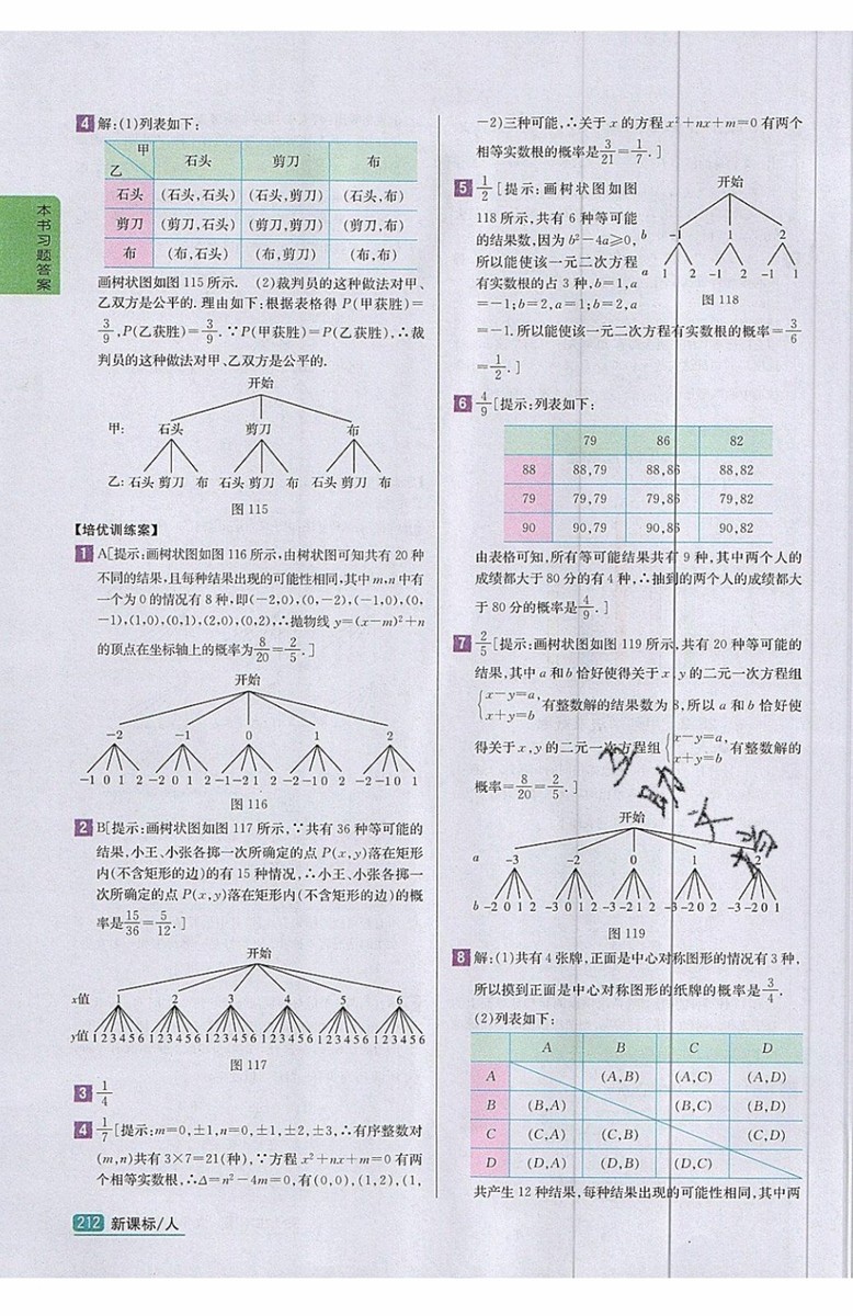 2019年尖子生學案九年級上冊數學新課標人教版參考答案