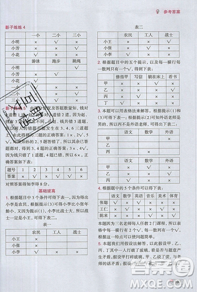 全腦訓練2019小學數(shù)學培優(yōu)必刷1000題五年級參考答案