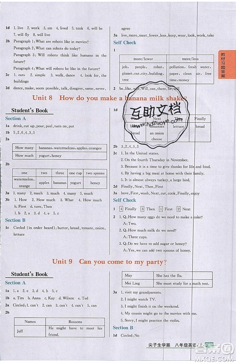 2019年尖子生學案八年級上冊英語人教版RJ參考答案