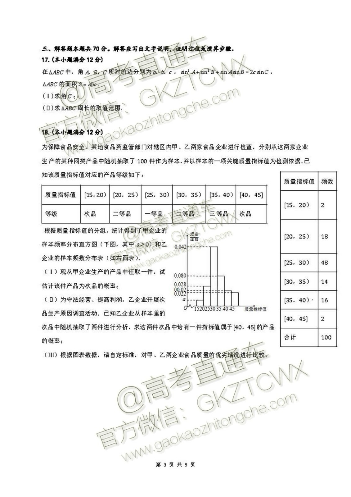 2020屆福建泉港一中高三暑期一輪復(fù)習(xí)檢測考試文理數(shù)試題及參考答案