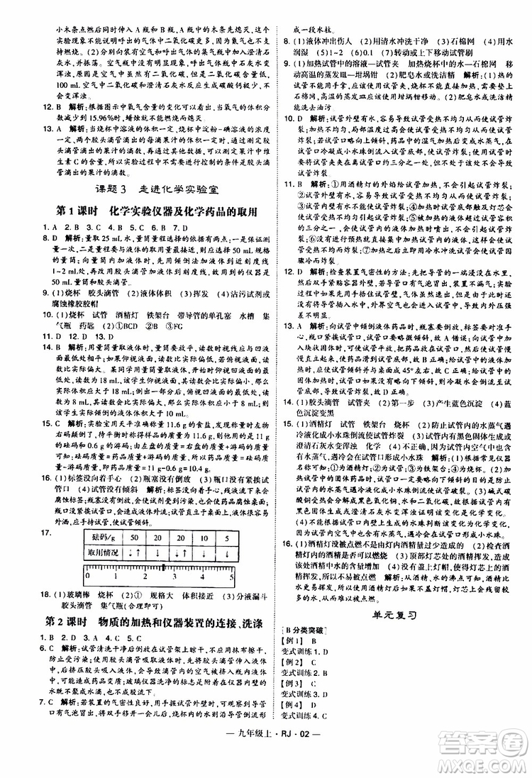 2019年經(jīng)綸學(xué)典學(xué)霸題中題化學(xué)九年級上冊人教版RJ版參考答案