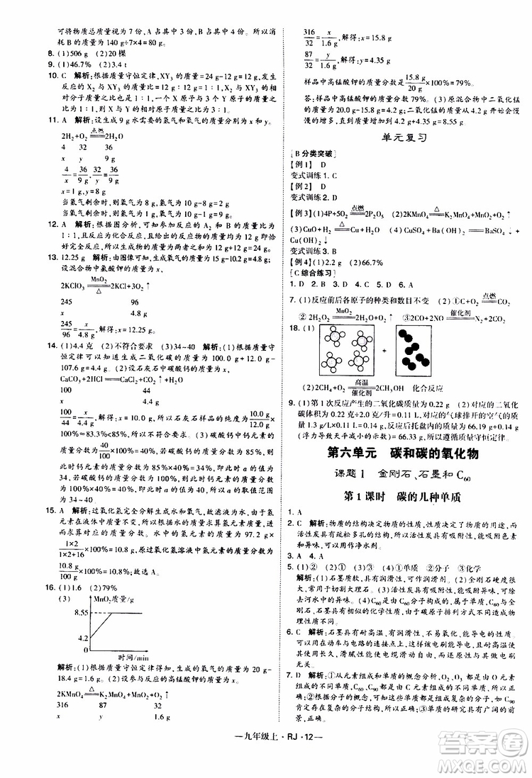 2019年經(jīng)綸學(xué)典學(xué)霸題中題化學(xué)九年級上冊人教版RJ版參考答案