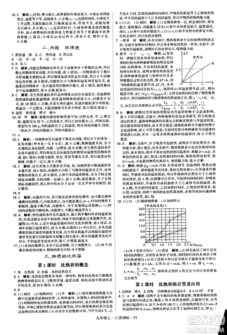 經(jīng)綸學典2019秋學霸題中題九年級上冊物理江蘇國標參考答案