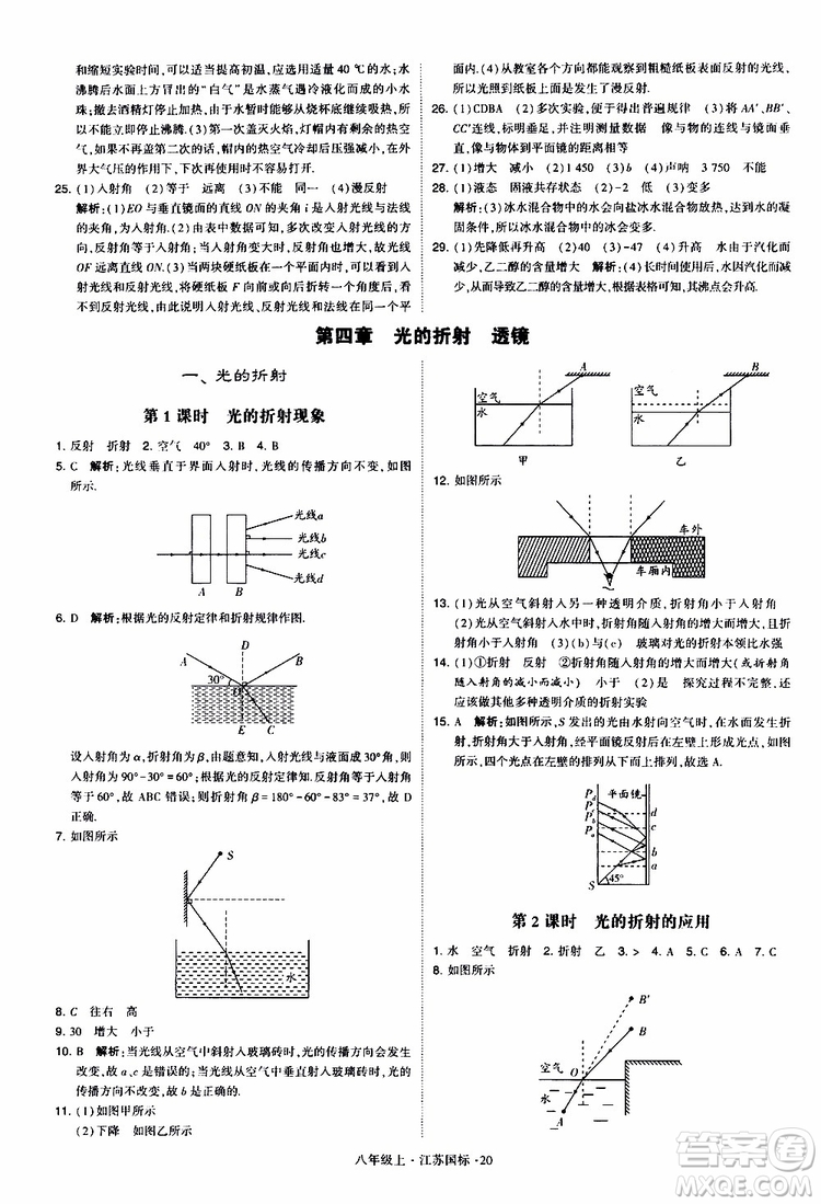 經(jīng)綸學(xué)典2019年學(xué)霸題中題八年級上冊物理江蘇國標(biāo)修訂版參考答案