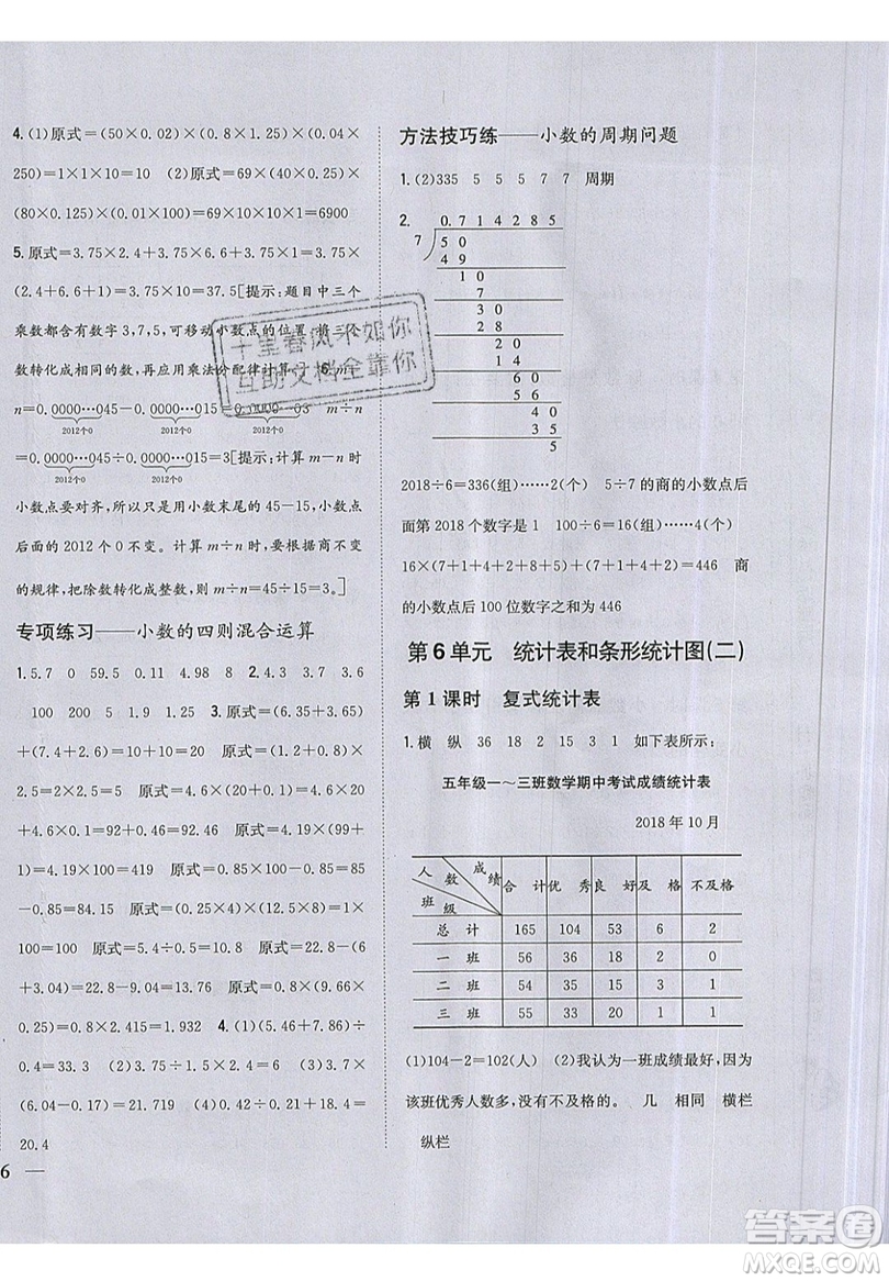 吉林人民出版社2019小學(xué)題幫數(shù)學(xué)五年級(jí)上冊(cè)新課標(biāo)江蘇版參考答案