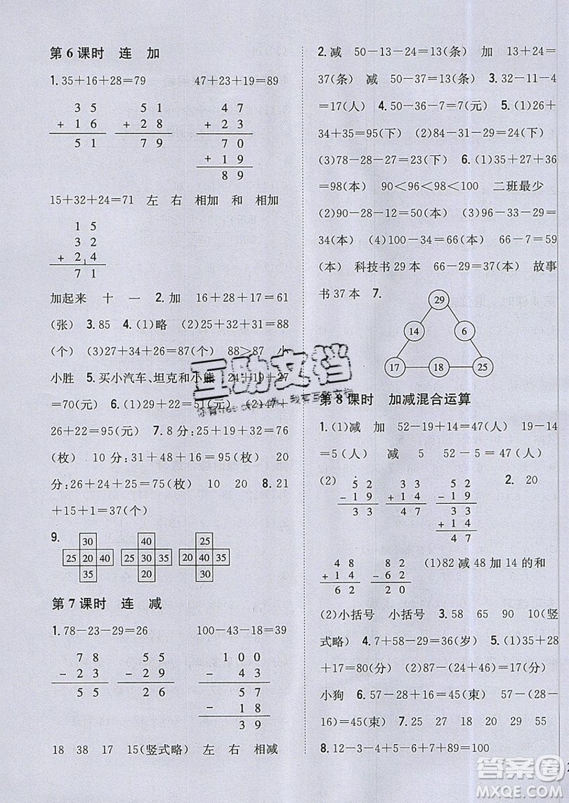 吉林人民出版社2019小學(xué)題幫數(shù)學(xué)二年級(jí)上冊(cè)新課標(biāo)人教版參考答案