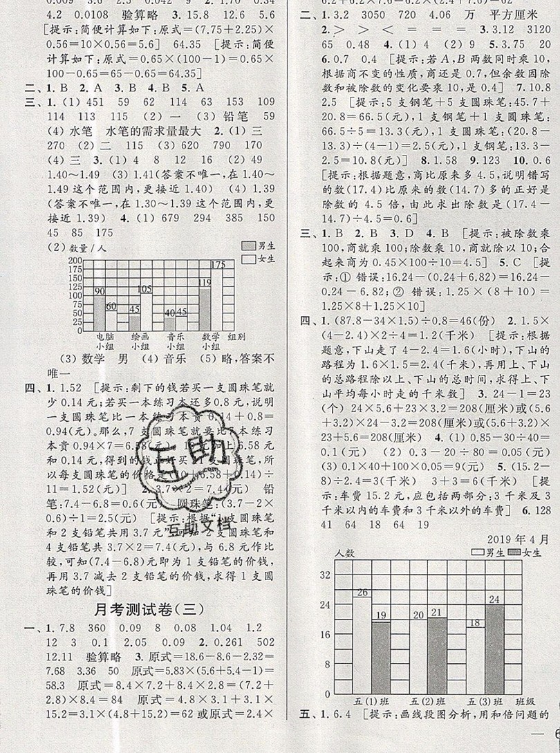 2019新版亮點給力大試卷五年級上冊數(shù)學(xué)蘇教版答案