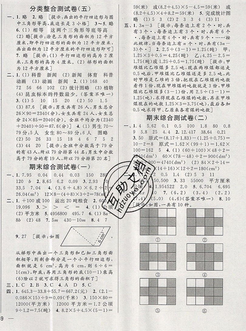 2019新版亮點給力大試卷五年級上冊數(shù)學(xué)蘇教版答案