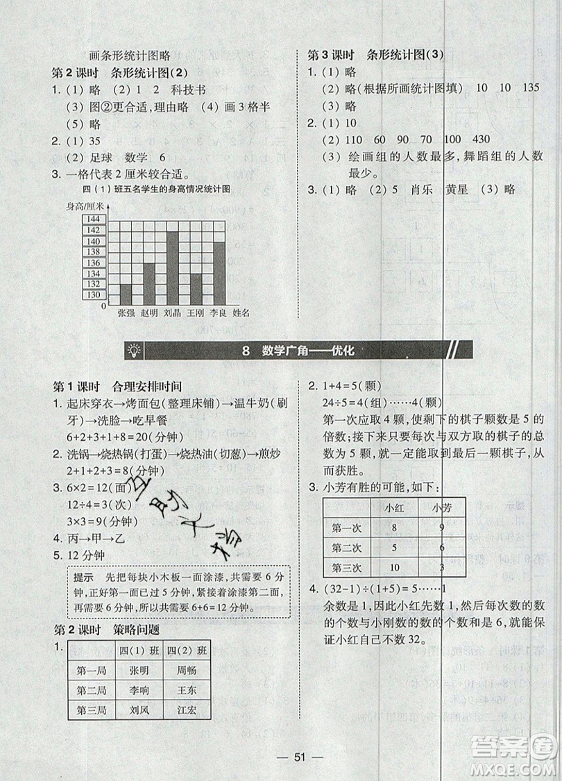 東北師范大學(xué)出版社2019北大綠卡課時同步訓(xùn)練四年級上冊數(shù)學(xué)人教版參考答案