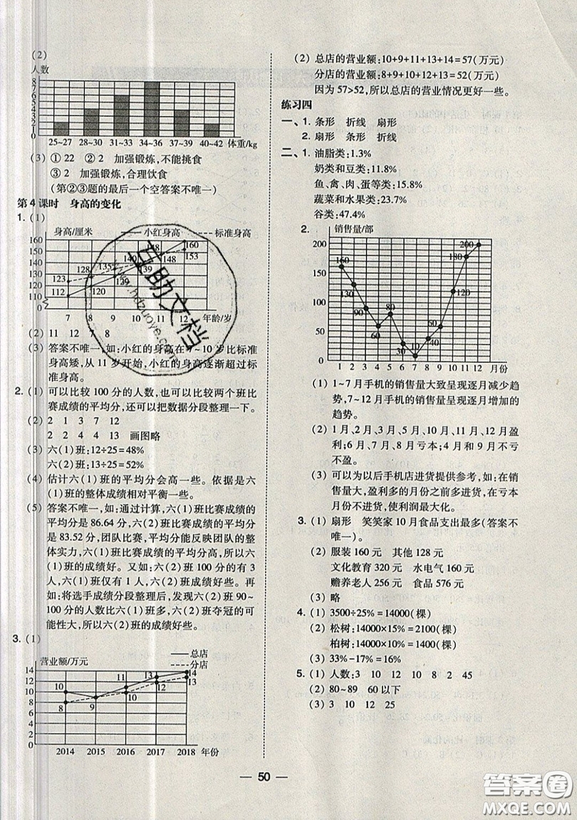 2019北大綠卡課時(shí)同步訓(xùn)練六年級(jí)上冊(cè)數(shù)學(xué)北師大深圳專版參考答案