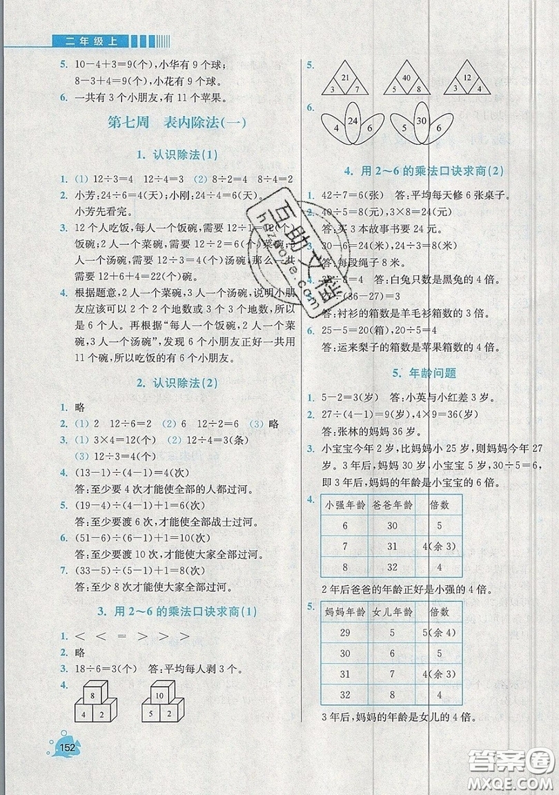 河海大學(xué)出版社2019小學(xué)同步奧數(shù)天天練二年級上冊SJ蘇教版參考答案