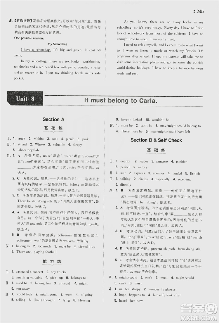 湖南教育出版社2020一本同步訓(xùn)練9年級英語人教版全一冊答案