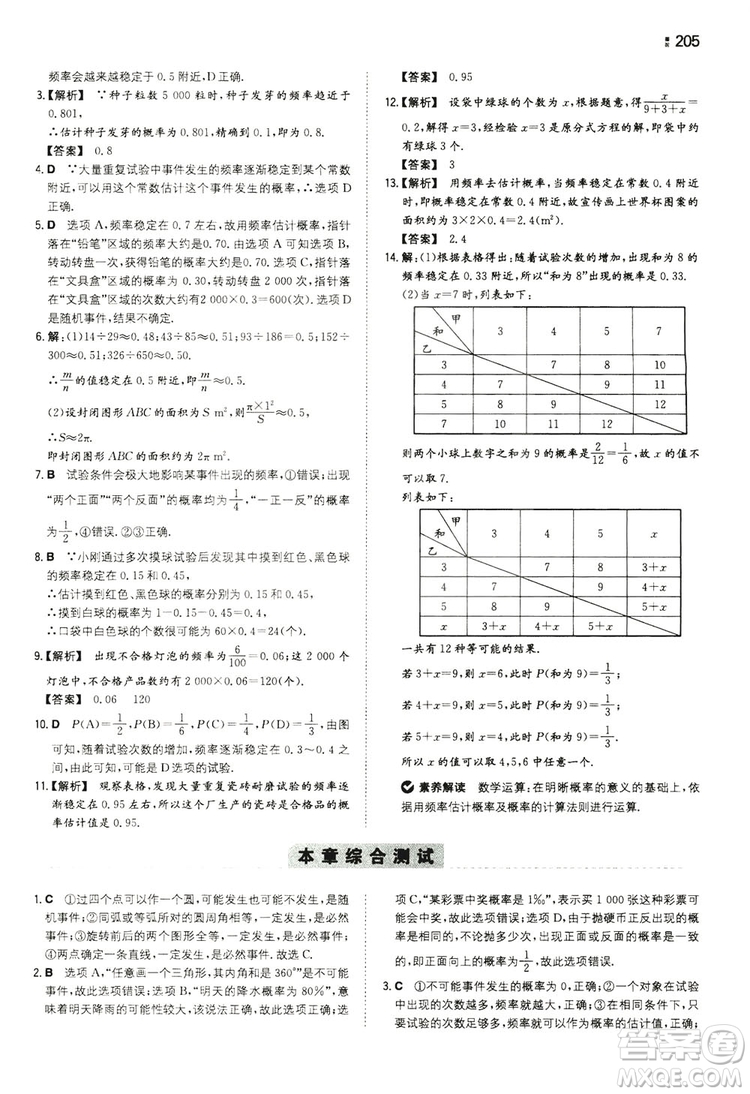 湖南教育出版社2020一本同步訓(xùn)練九年級數(shù)學(xué)上冊人教大版答案