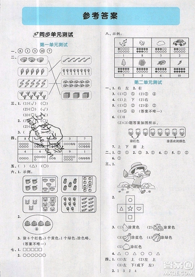 西安出版社小兒郎2019曲一線(xiàn)53全優(yōu)卷小學(xué)數(shù)學(xué)一年級(jí)上冊(cè)人教RJ版答案