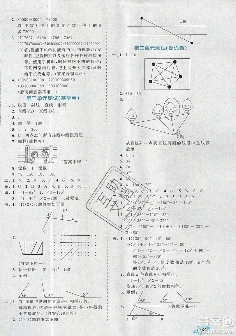 西安出版社小兒郎2019曲一線53全優(yōu)卷小學(xué)數(shù)學(xué)四年級(jí)上冊(cè)北師大BSD版答案