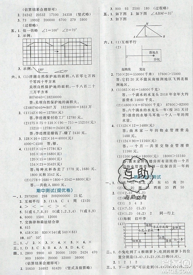 西安出版社小兒郎2019曲一線53全優(yōu)卷小學(xué)數(shù)學(xué)四年級(jí)上冊(cè)北師大BSD版答案