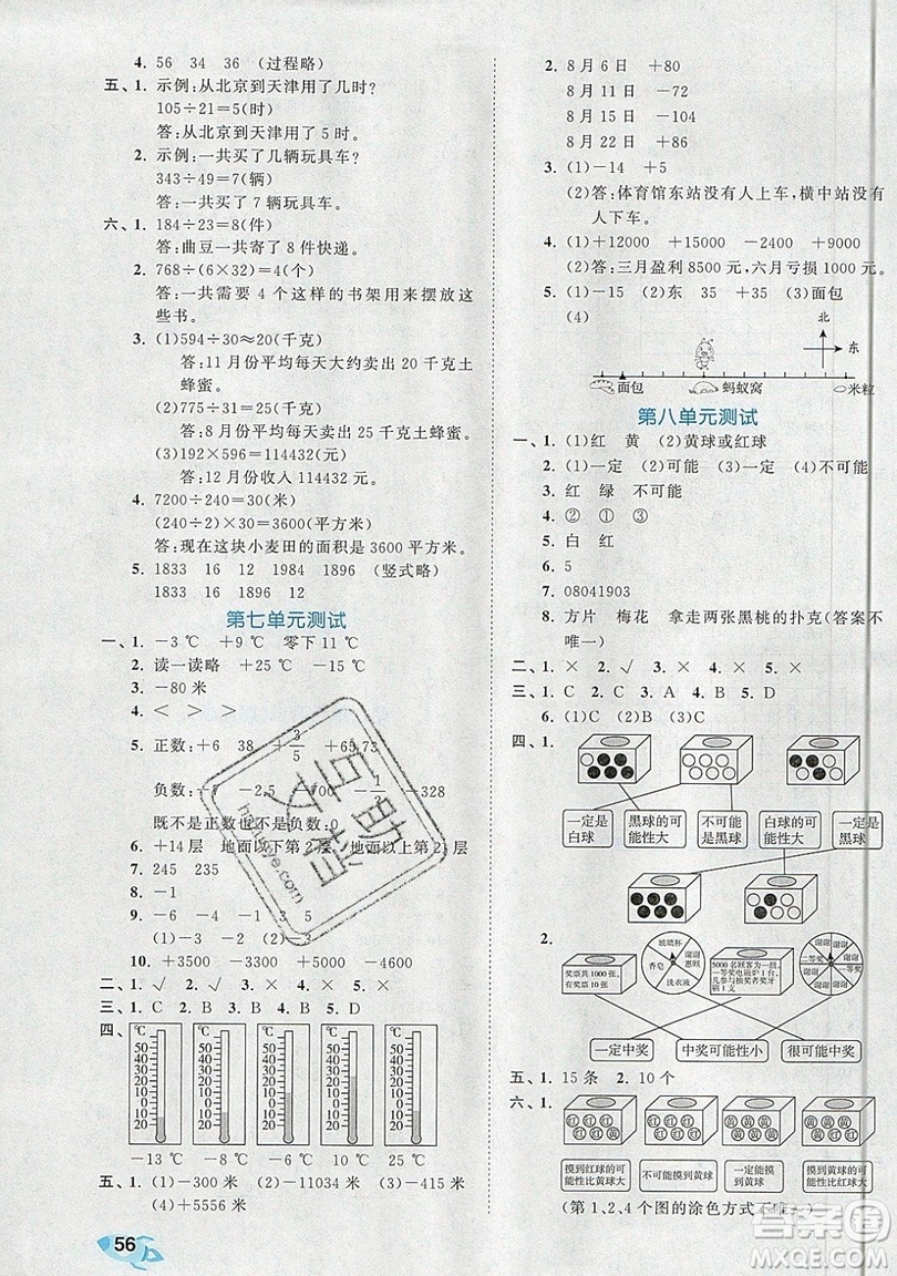 西安出版社小兒郎2019曲一線53全優(yōu)卷小學(xué)數(shù)學(xué)四年級(jí)上冊(cè)北師大BSD版答案