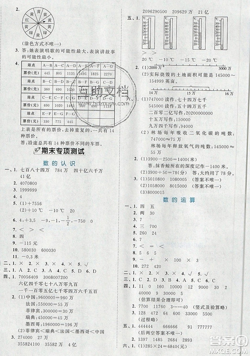 西安出版社小兒郎2019曲一線53全優(yōu)卷小學(xué)數(shù)學(xué)四年級(jí)上冊(cè)北師大BSD版答案