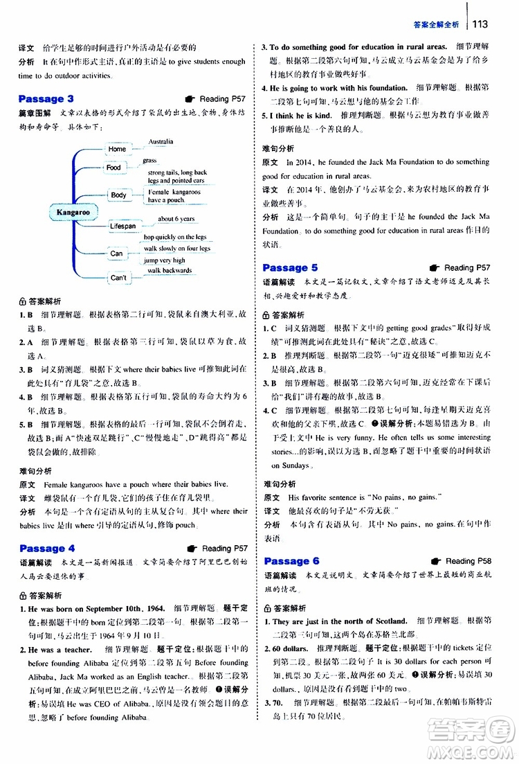 曲一線2020版53英語150加50篇英語閱讀理解七年級參考答案