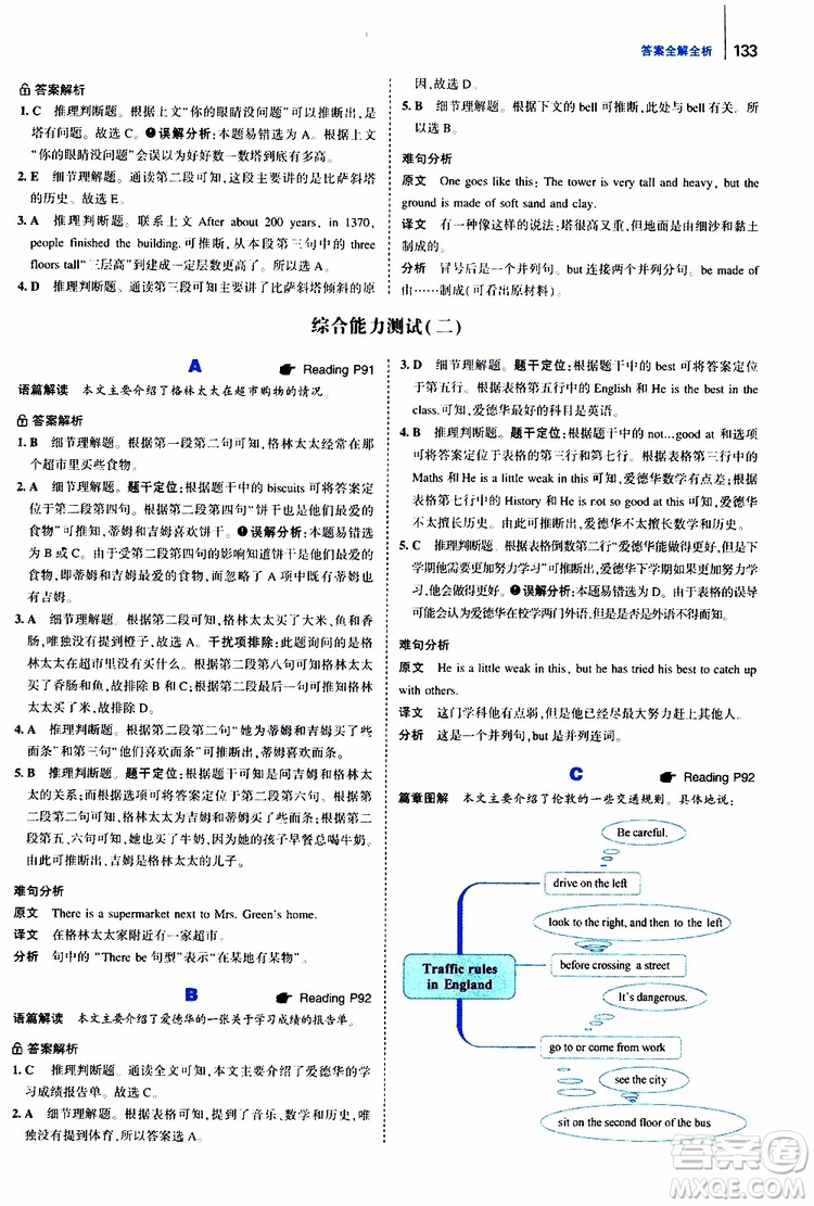 曲一線2020版53英語150加50篇英語閱讀理解七年級參考答案