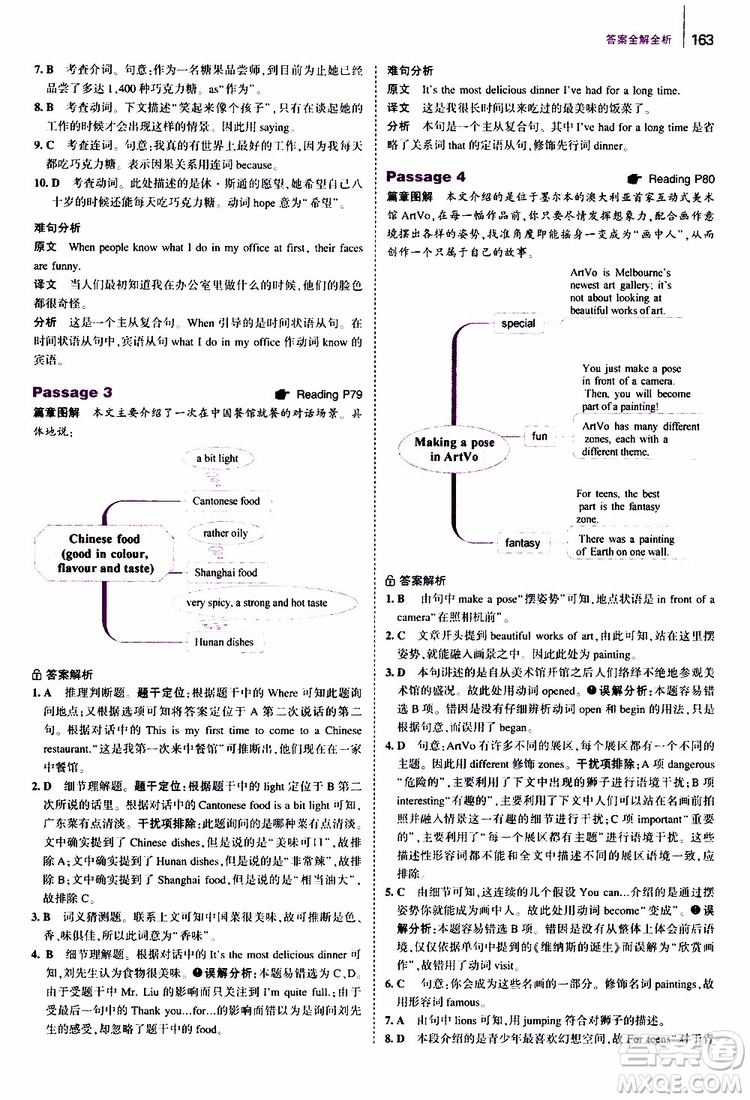 曲一線2020版53英語七年級通用版英語完形填空與閱讀理解150+50篇參考答案