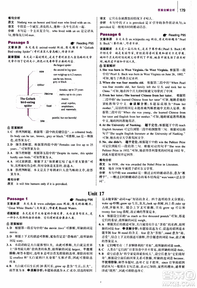 曲一線2020版53英語八年級通用版英語完形填空與閱讀理解150+50篇參考答案